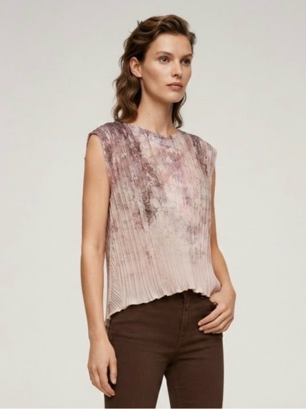 Zara Pleated Open Back Sleeveless Top